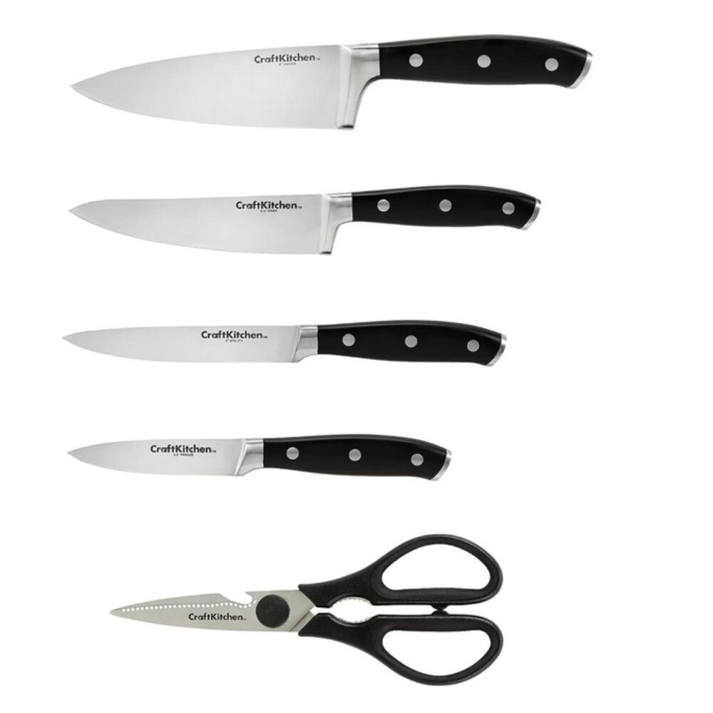 CraftKitchen Classic Collection 6 Piece Triple Rivet Knife Block Set - Picture 3 of 7